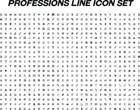 Industry concept. Collection of profession line icons. Editable stroke. Premiul linear signs for web sites, flyers, banners, online shops and companies