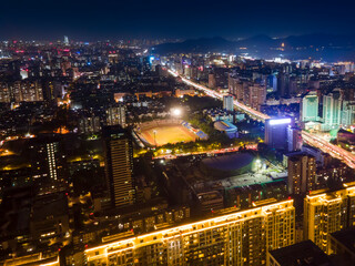 Obraz na płótnie Canvas Aerial photography of Hangzhou city night view