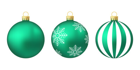 Green menthol Christmas tree toy or ball Volumetric and realistic color illustration