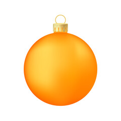 Orange Christmas tree toy or ball Volumetric and realistic color illustration