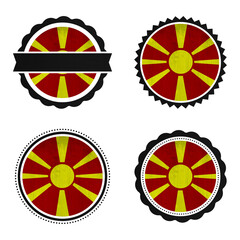 World countries A-Z. Universal round labels pack on white background. Macedonia