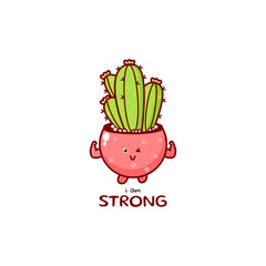Cute funny cactus character. Vector hand drawn cartoon mascot character illustration icon. Isolated on white background. plant character concept