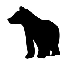 Hand drawn silhouette of bear. Abstract line icon wild animal forest.Miinimalism style for baby poster, christmas card, greeting card, wedding cad, banners, social media stories stikers.