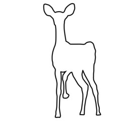 Hand drawn linear of silhouette of deer Abstract line icon wild animal forest.Miinimalism style for baby poster, christmas card, greeting card, wedding cad, banners, social media stories stikers.