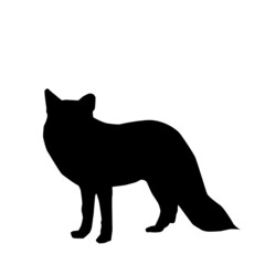 Hand drawn silhouette of fox. Abstract line icon wild animal forest.Miinimalism style for baby poster, christmas card, greeting card, wedding cad, banners, social media stories stikers.