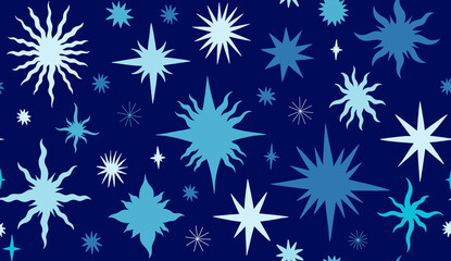 Set star celestial seamless pattern background. Drawing element collection flat cartoon. Space sky abstract.