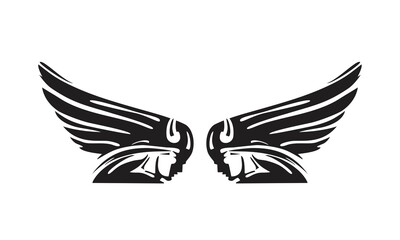 helmet Wings Black And White File vector motorcycle.
Idea for printing on clothes.