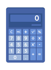 Calculator semi flat color vector object. Checking numbers. Full realistic item on white. Mathematical calculations isolated modern cartoon style illustration for graphic design and animation