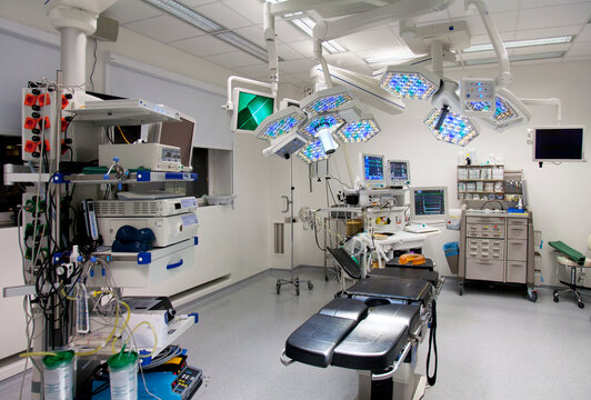 Modern well equipped operating theatre in a new hospital.