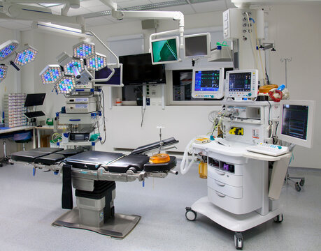 Modern well equipped operating theatre in a new hospital.