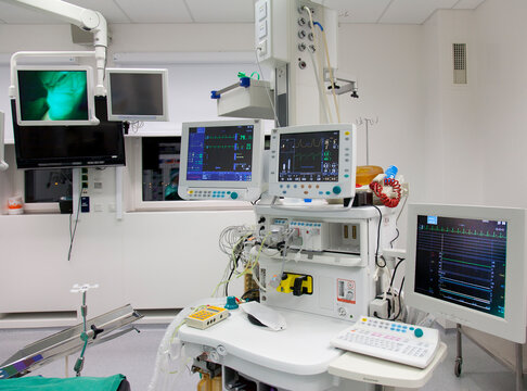 Modern well equipped operating theatre in a new hospital.