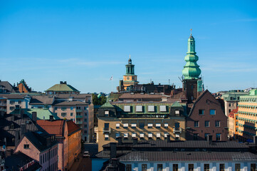 Fototapeta na wymiar View of Stockholm's Old Town from the observation deck