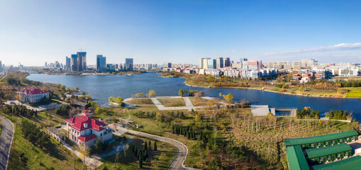 Fototapeta na wymiar Aerial photography of the city scenery of Qingdao High-tech Zone