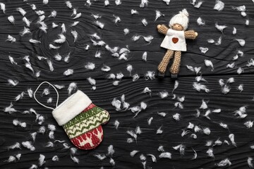 Christmas decoration object on wooden background