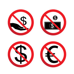 no money sign vector icon set isolated