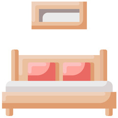 double bed flat icon