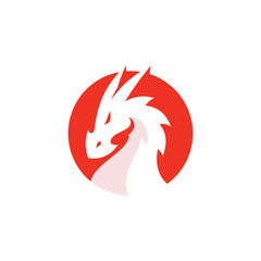 Negative space dragon head mascot vector icon logo