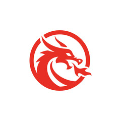 Red dragon fire breathing head vector icon logo