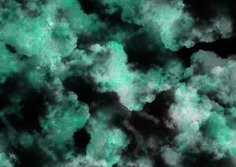 Fototapeta na wymiar abstract background illustration of green water coour clouds with black background