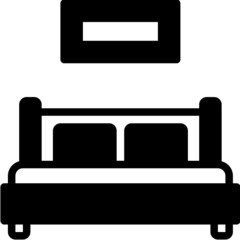 double bed solid line icon