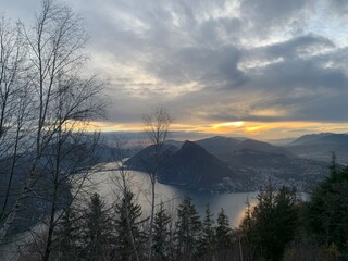 Lake of Lugano (Ticino) at sunset