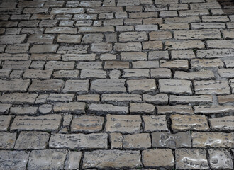 The anchient pavement with paving stone in Europe