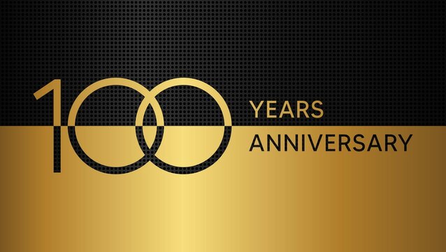 100th anniversary logo. Golden anniversary celebration emblem design for booklet, leaflet, magazine, brochure poster, web, invitation or greeting card. Rings vector illustrations. EPS 10
