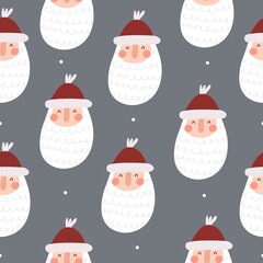 holiday seamless pattern with Cartoon Santa Claus, decorative elements. Merry Christmas. Colorful vector, flat style. hand drawing. design for fabric, print, wrapper