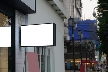 Advertising poster board outside department store