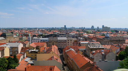 Naklejka na ściany i meble Zagreb aerial skyline rooftops view, capital of Croatia panoramic view