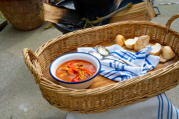 Kettle goulash is prepared over an open fire!