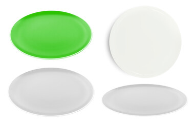 set of plate on white background.