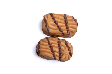Chocolate vanilla cookies on a white background