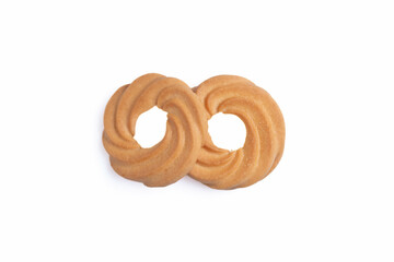 Chocolate vanilla cookies on a white background