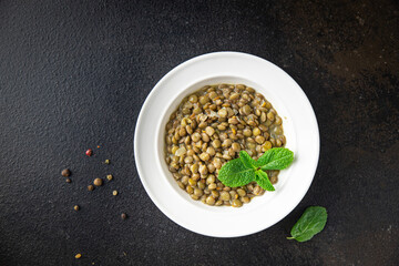 green lentils stewed vegetables healthy meal veggie diet snack on the table copy space food background rustic keto or paleo diet vegan or vegetarian food no meat