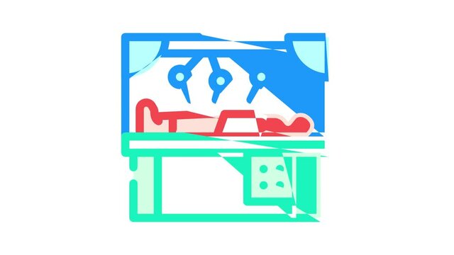 robot doing surgery operation animated color icon robot doing surgery operation sign. isolated on white background