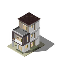  Vector isometry of a three-storey house