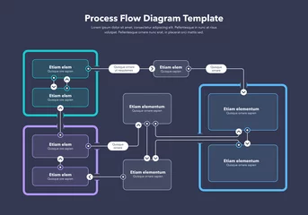 Foto op Plexiglas Modern infographic for process flow diagram - dark version. Flat design, easy to use for your website or presentation. © tomasknopp