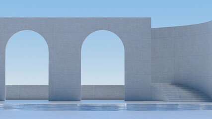 Advanced background High end scenario concrete wall 3D rendering booth