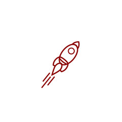 rocket ship with fire. Vector illustration with flying rocket. Space travel.