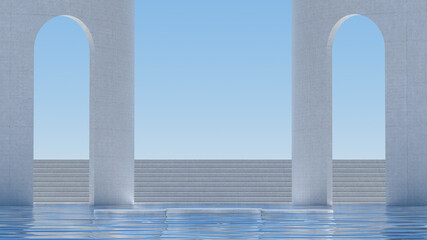 Advanced background High end scenario concrete wall 3D rendering booth