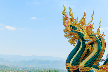 Thai dragon or serpent or serpent in temples in Thailand - obrazy, fototapety, plakaty