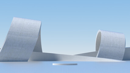 Advanced background High end scenario concrete wall 3D rendering booth