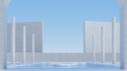 Advanced background High end scenario concrete wall 3D rendering booth