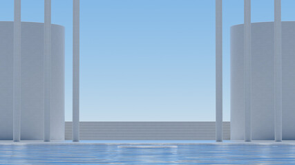 Fototapeta na wymiar Advanced background High end scenario concrete wall 3D rendering booth