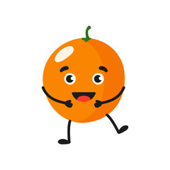 Vector cartoon cheerful cute orange character.