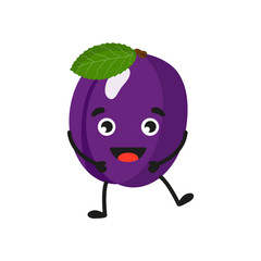 Vector cartoon cheerful cute plum character.