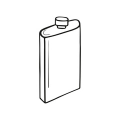 vector drawing doodle sketch of a tourist, hunting flask
