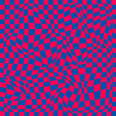 Distorted surface. Chess background with distortion. Optical illusion banner
