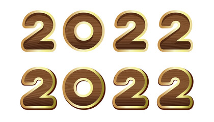 A set of wooden numbers that compose the date 2022. Number 2022 for your New Year design. Vector illustration